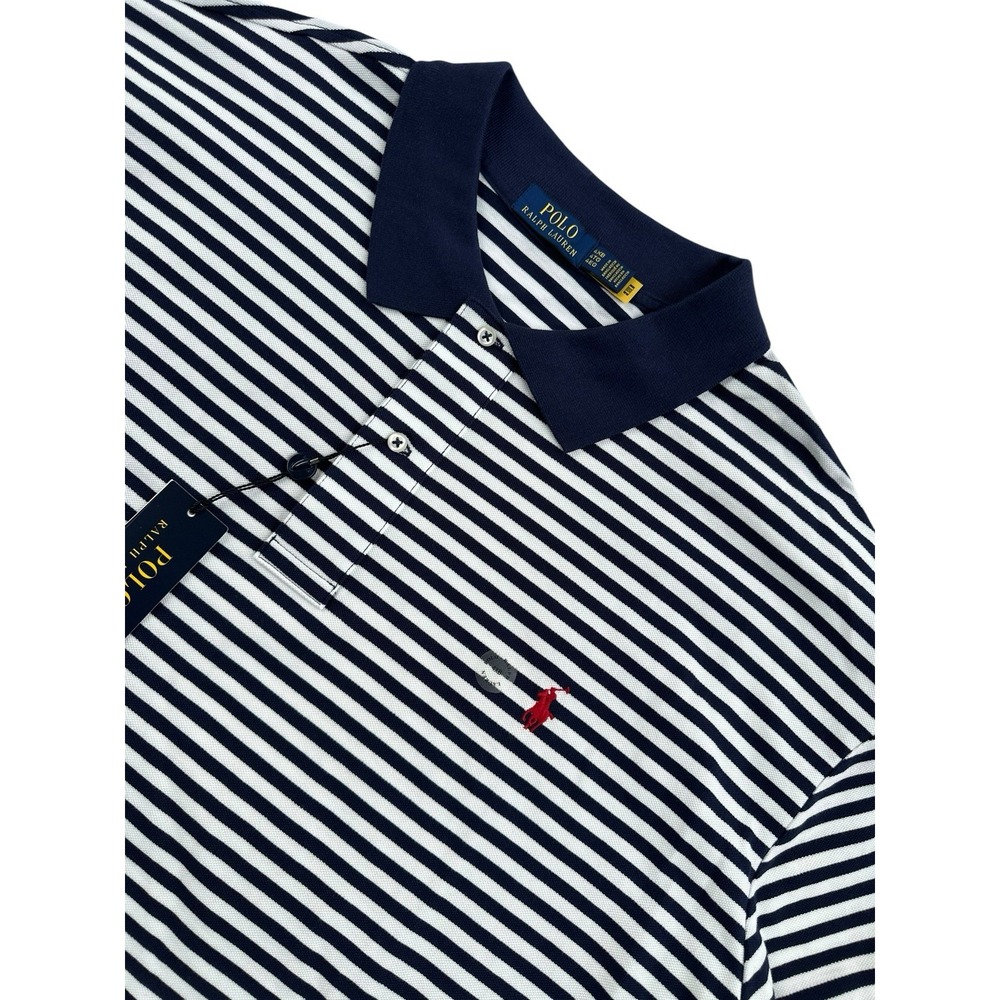 Polo Ralph Lauren Mesh Knit Polo Shirt Men's Size 4XB Blue Stripe Classic Fit